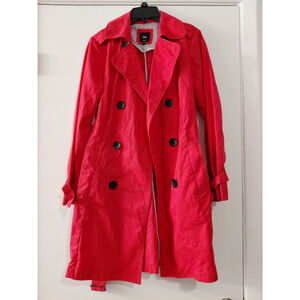 Ladies GAP Pink Trench Rain Coat Size Small with Belt and Pockets EUC